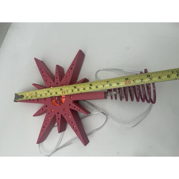 Pink Christmas Tree Topper 9" Wooden Red Bethlehem Treetop W/Out Battery *READ.. - Picture 11 of 16